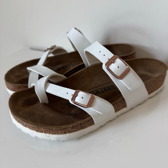 Birkenstock Shoes - Birkenstock Mayari Birko Flor Graceful Pearl White Sandals size 36